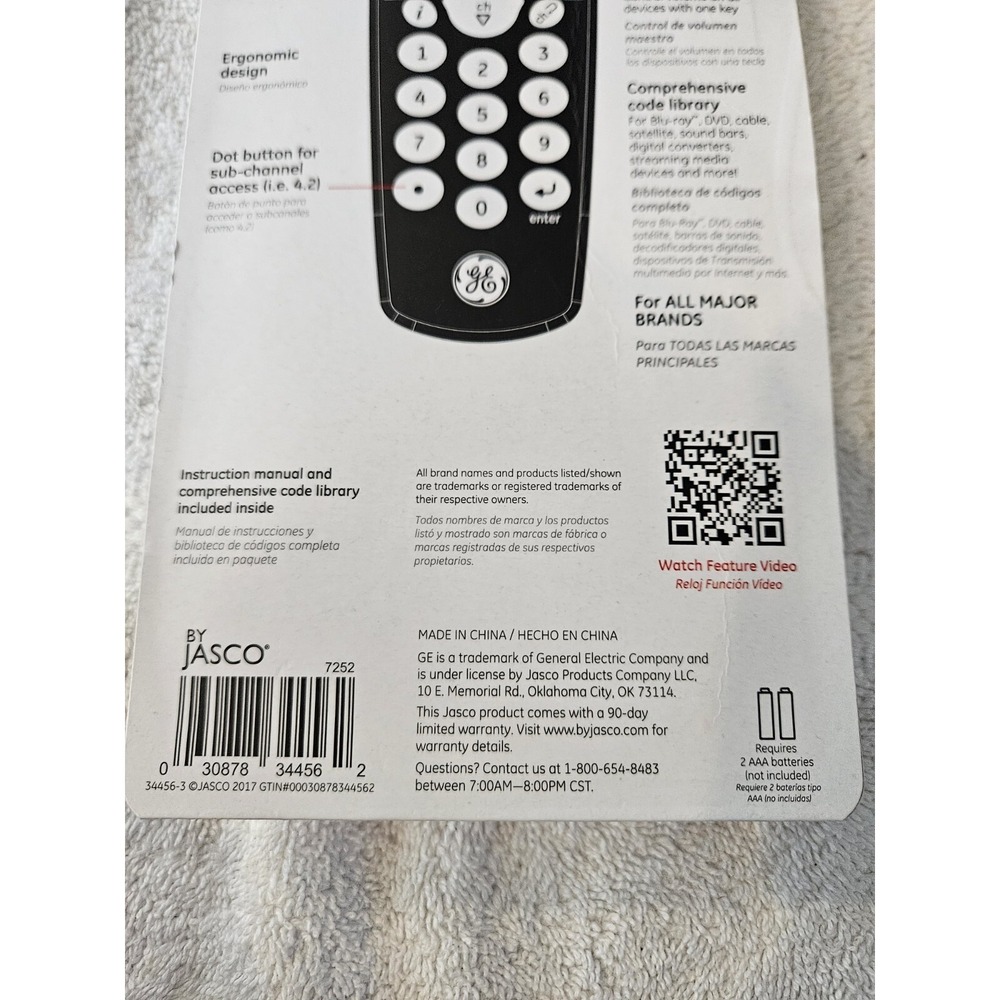 GE 3-Device Universal Remote Control 34456 Sound Bar And Streaming Compatible - Picture 5 of 6